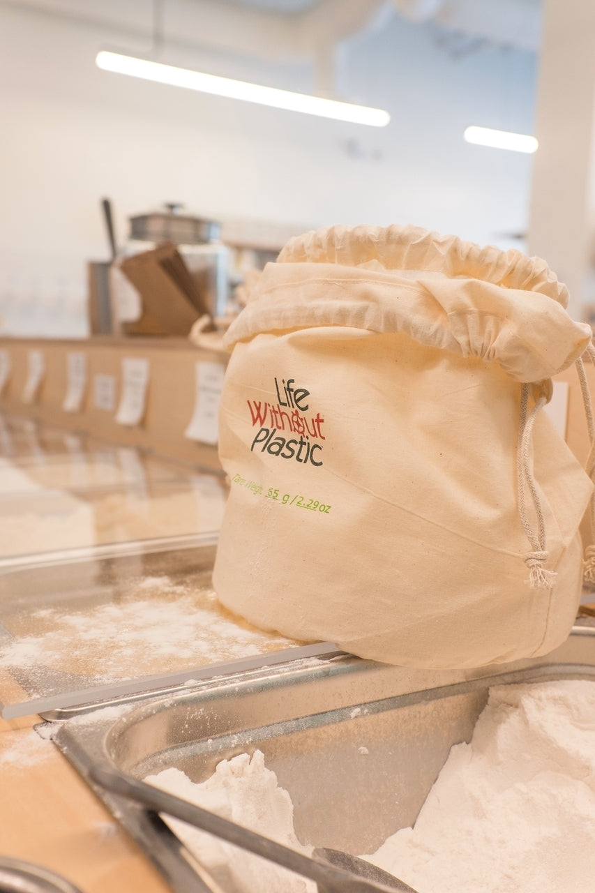Grand sac en coton double à fond plat pour farine bio - Grand
