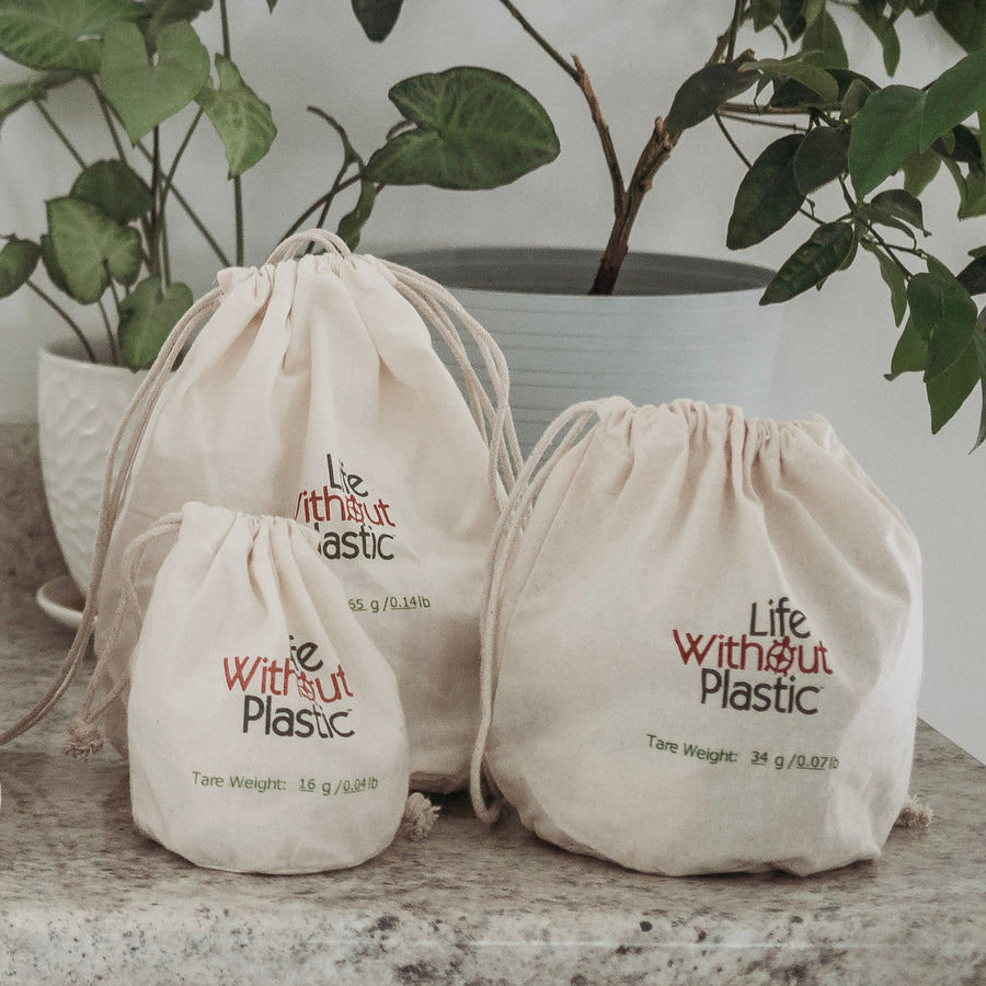 Organic Flat-Bottom Large Double Cotton Bulk Bag for Flour - Large