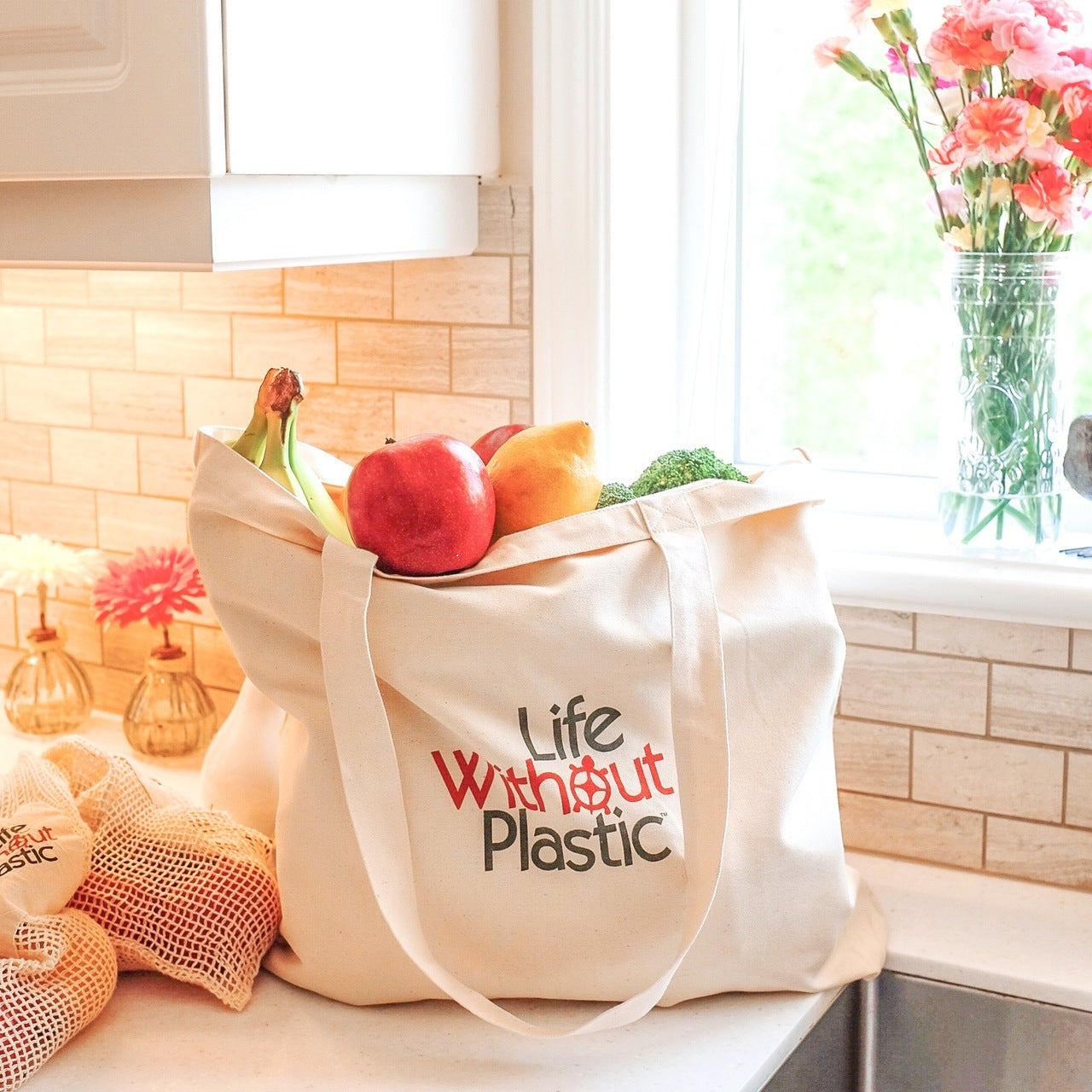 Organic Cotton Plastic Free Portable Shopping Bag