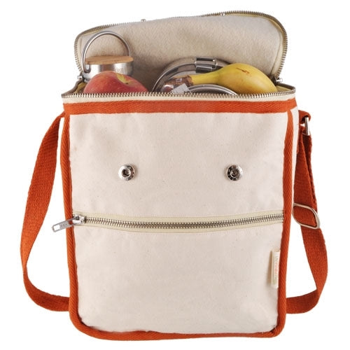 Sac à lunch isotherme en laine et coton biologique - Bordure orange