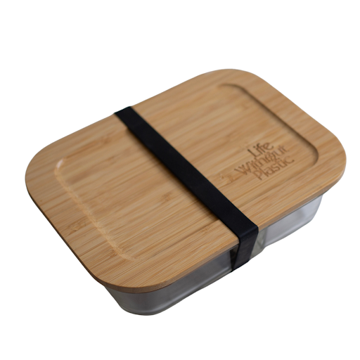 Airtight Glass Container with a Bamboo Lid - 1 Divider and 2 Compartments
