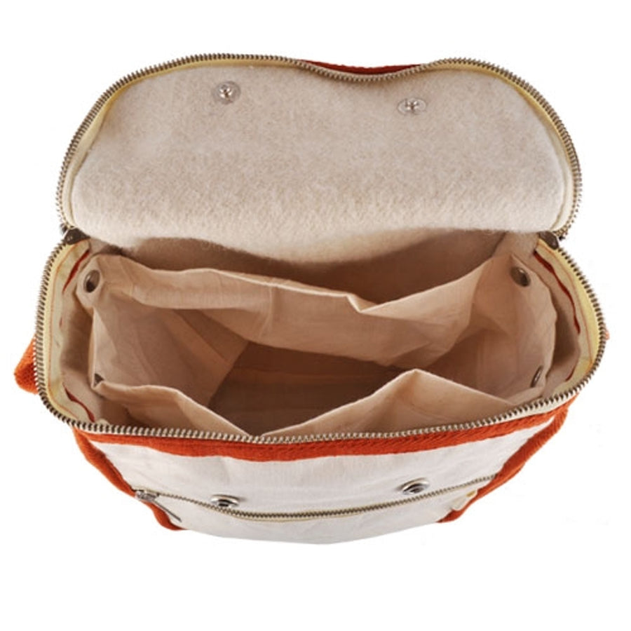 Wool Insulated Organic Cotton Lunch Bag - Orange Trim